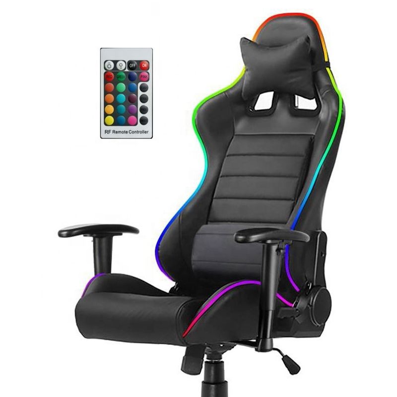 마사지 기능 RGB 라이트와 높은 편안함과 합성 가죽 RGB 게임 의자