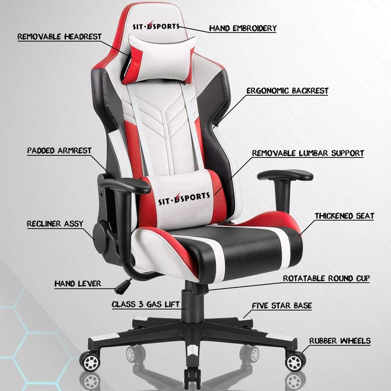 편안한 PU 가죽 맞춤형 마사지 Y-SEATER 컴퓨터 게이머를위한 사무실 게임 의자
