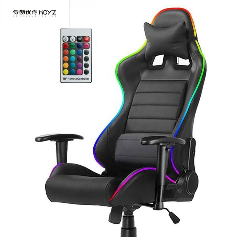 HCYZ RGB LED 라이트 PC 게이머 의자 등반 조정 90-180 및 마사지 기능